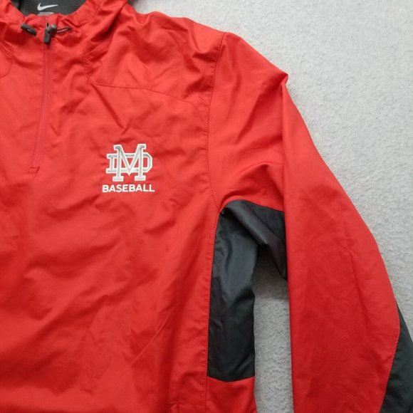 Nike Jacket Mens XL Red Zip‎ Pockets Hooded Baseball Windbreaker - Picture 4 of 14